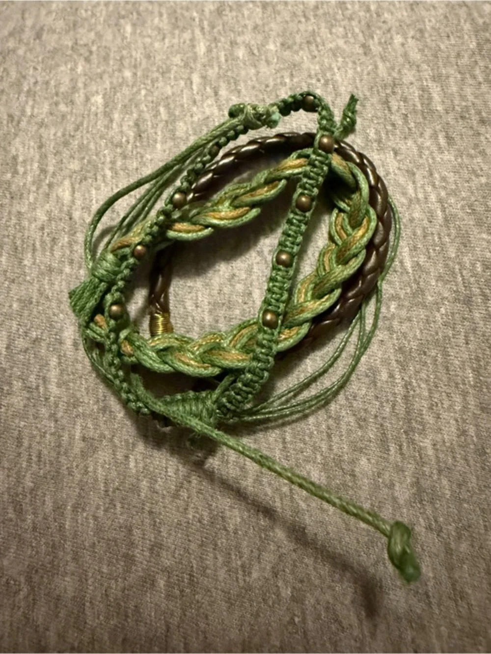 Green Braided Multi-Strand Bracelet